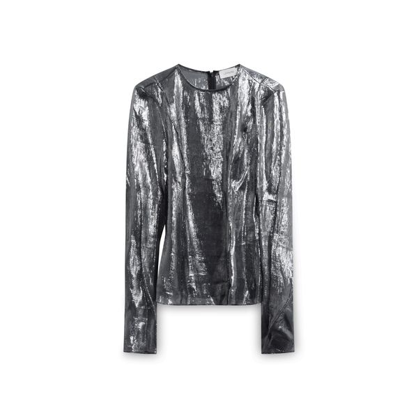 Lemair Metallic Silk Long Sleeve Top