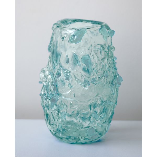 The Light Spreads Slowly - Recycled Glass Large Vase in Clear