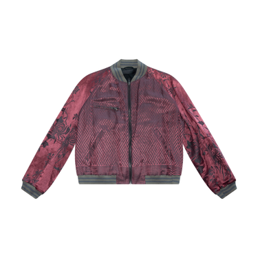 Haider Ackerman FW15 Chevron Silk/Linen Floral Bomber