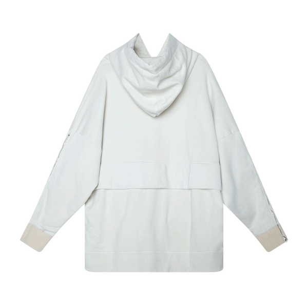 Zip Sleeve Hoodie in Ivory