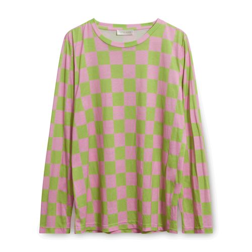Stine Goya Pink and Green Roxanne Checkerboard Long Sleeve Shirt