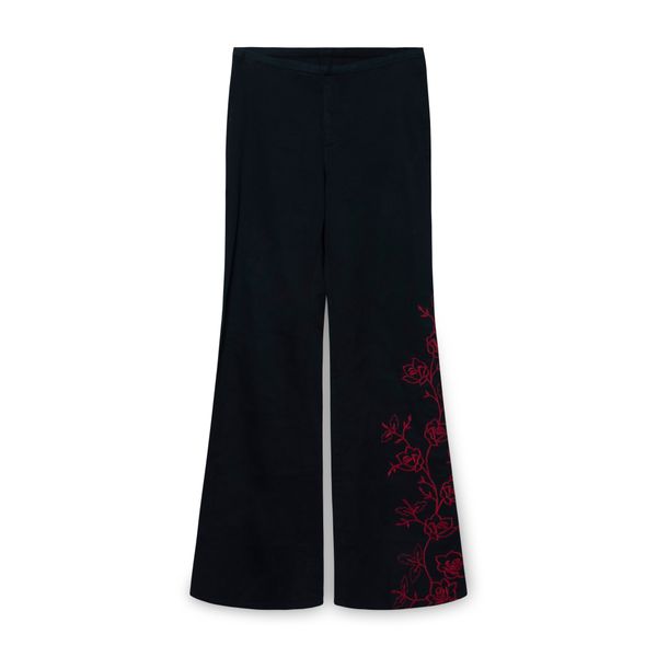 Betsey Johnson Black Rose Flare Pants 