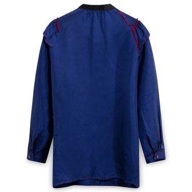 Marc Jacobs Ruffled Silk Crepe de Chine Blouse in Royal Blue