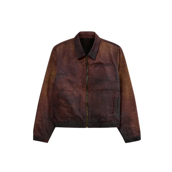 Printed Distressed Coat [Burnt Red]