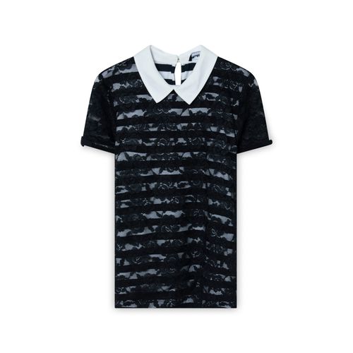 Karl Lagerfeld Lace Striped Collared Shirt