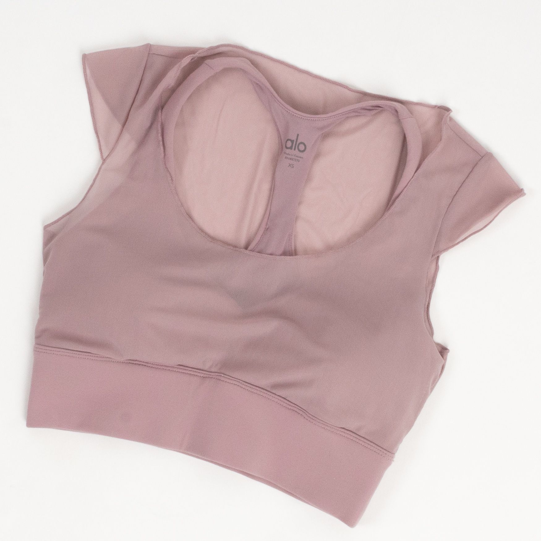 Alo Joyful Bra in Dusted Plum by Emily Oberg Basic.Space