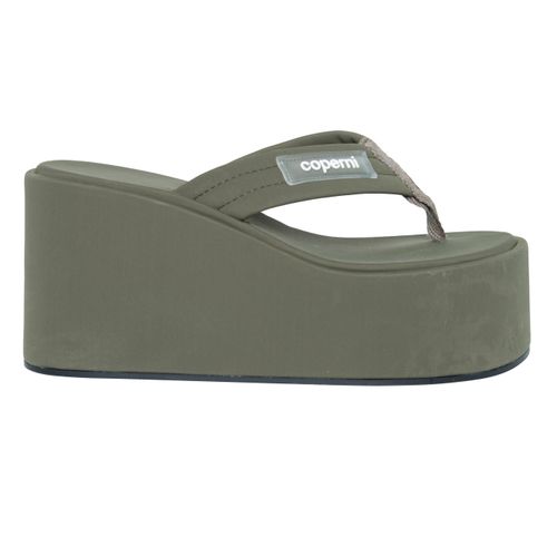 Coperni Green Khaki Branded Wedge Sandals