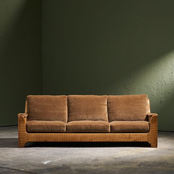 Oak Wooden Three Seater in Mohair, Belgium