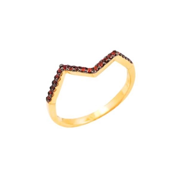 Kavant & Sharart 18k Yellow Gold Small Ziggy Ring with Orange Sapphires - 2 of 2