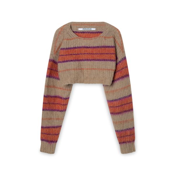 PERVERZE Multicolor Mohair Stripe Wide Top Sweater