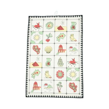 Redwork Tea Towel In Black