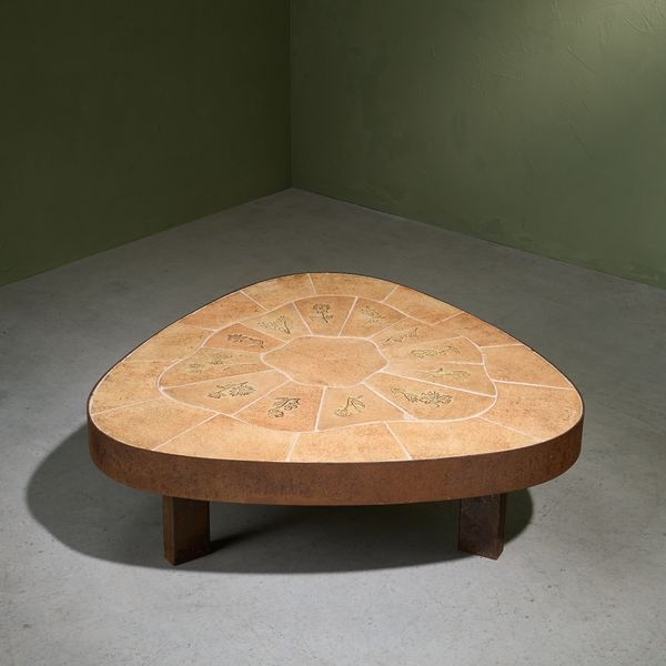 Organic Shaped Coffee Table with Ceramic tiles and Steel frame by Barrois, France 1960s