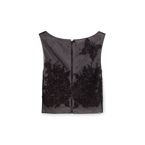 Alice + Olivia Embroidered Butterfly Crop Top