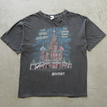 1980S MOSCOW ALPHABET FADED DISTRESSED TEE 