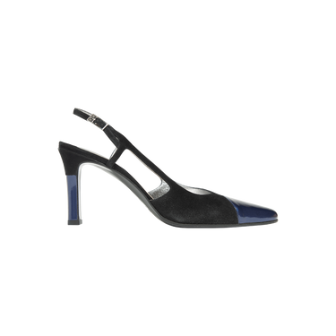 Escada Black and Blue Slingback Heels