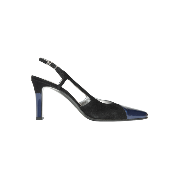 Escada Black and Blue Slingback Heels