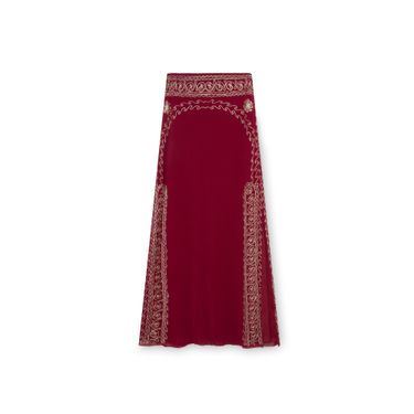 Vivienne Tam Red and Yellow Maxi Skirt