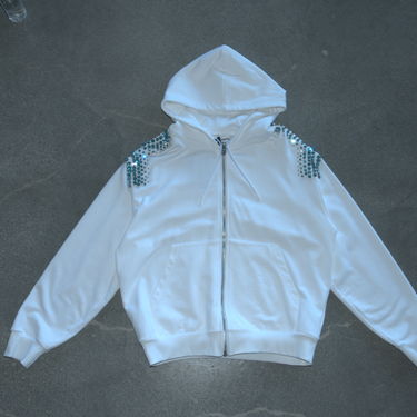 Prada Runway Crystal Zip Up Hoodie