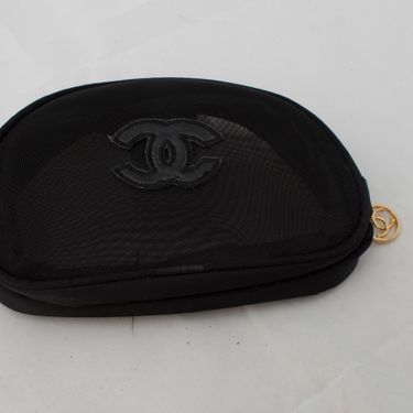 CHANEL Beaute Cosmetic Makeup Bag Pouch Clutch Sparkling BLACK GOLD