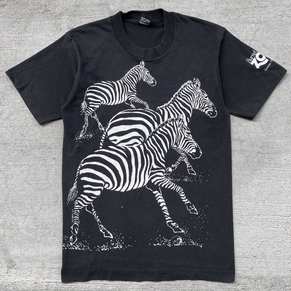 1990s Zebra All Over Print Black Single Stitch Tee