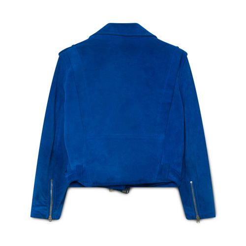 Club Monaco Suede Cobalt Blue Moto Jacket