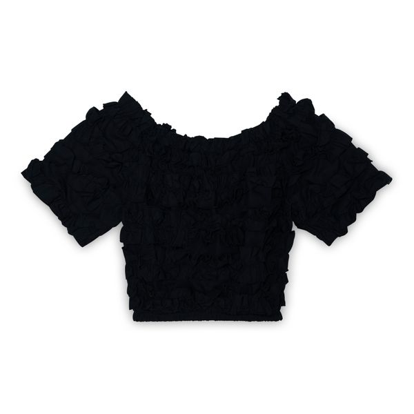 Black Ruffle Crop Top