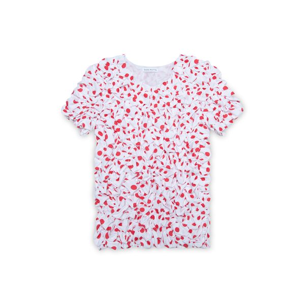 Saks Potts Smocked Polka Dot Top