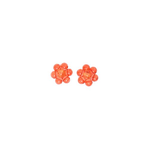 Clear Orange-Red Floral Earrings