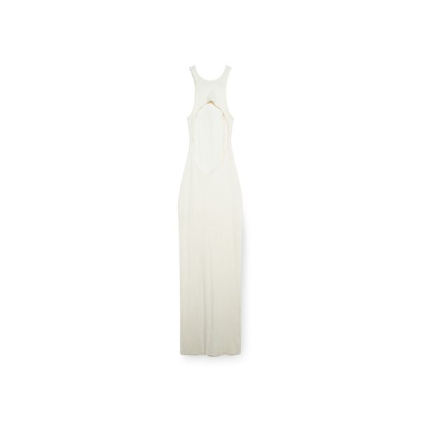 Bazilika Cream Open Back Ribbed Tank Dress