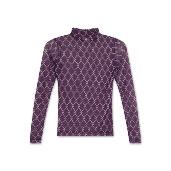 Dries Van Noten Purple Mesh Long Sleeve