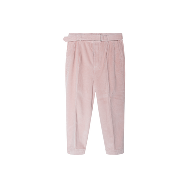 Officine Générale Mory Pleated Cotton Corduroy Trouser in Misty Pink