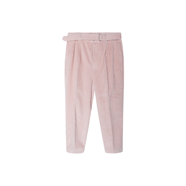 Officine Générale Mory Pleated Cotton Corduroy Trouser in Misty Pink