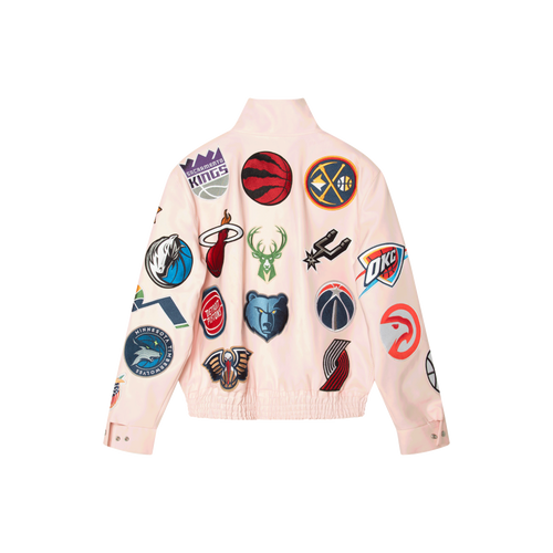 JEFF HAMILTON NBA Collage Pink Vegan Leather Jacket