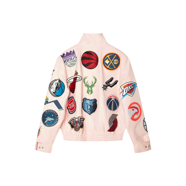 JEFF HAMILTON NBA Collage Pink Vegan Leather Jacket