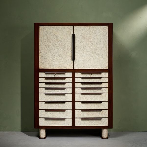 Early and Rare Large Eggshell Cabinet by Aldo Tura, Italy, 1940s