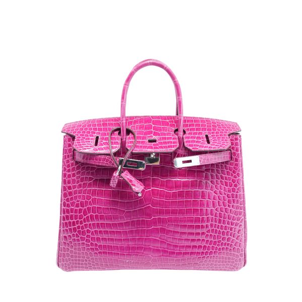 Hermès Birkin 35 Rose Pourpre Shiny Porosus Crocodile Palladium Hardware