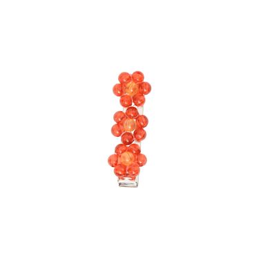 Clear Red-Orange Floral Barrette