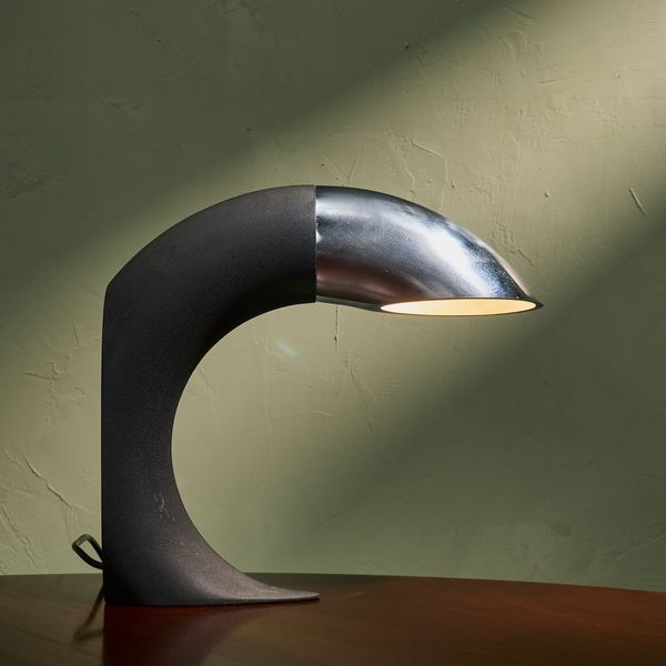 Black Steel  and Aluminum Circular Table Lamp by Fratelli Martini, Italy, 1975s