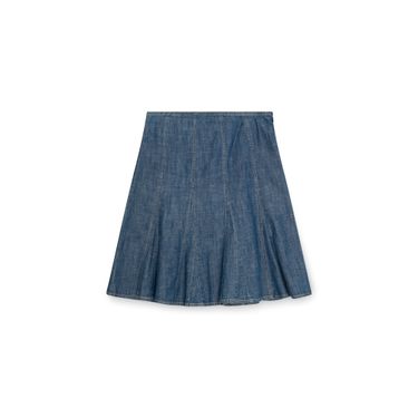 Denim Pleated Midi Skirt