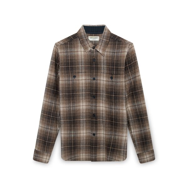Saint Laurent Wool Plaid Button Down