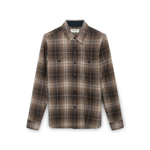 Saint Laurent Wool Plaid Button Down 