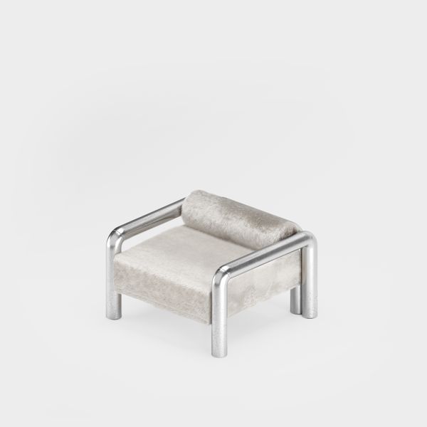 Prowling Fur Armchair with Metal Legs