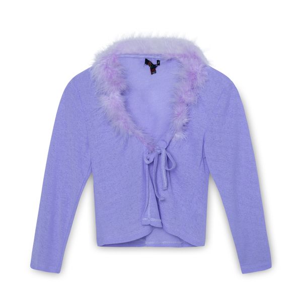 Delia's Purple Feather Trim Cardigan