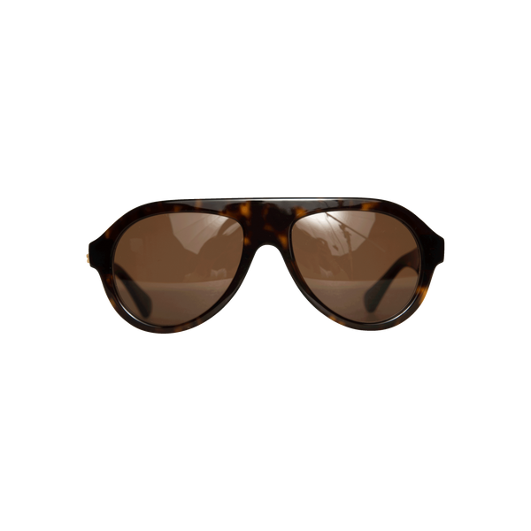 Bottega Veneta Havana Rounded Sunglasses