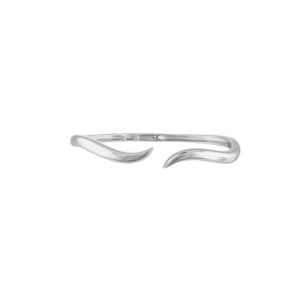 14k White Gold Wave Cuff Bangle