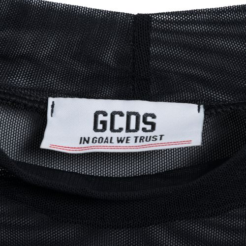GCDS Black Mesh Dress with Patches