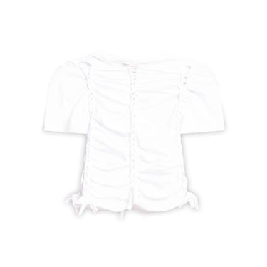 White Short Sleeve Crochet Top