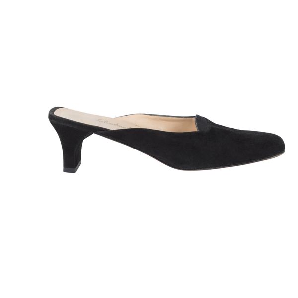 Salvatore Ferragamo Black Velvet Mules 