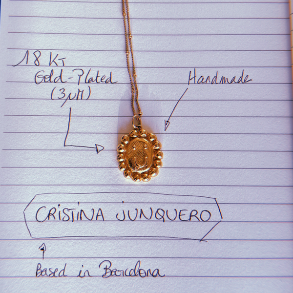 HAPPY CAMAFEO GOLD PENDANT + CHAIN BY DESIGNER CRISTINA JUNQUERO