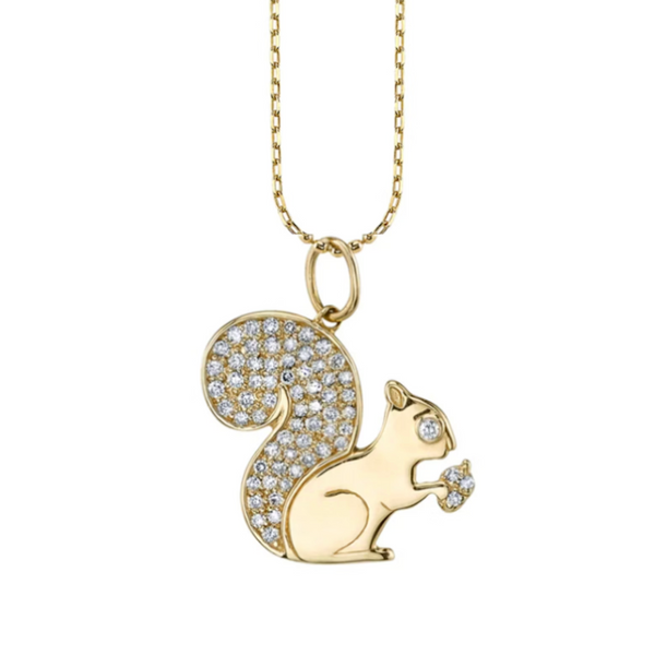 Sydney Evan 14k Yellow Gold & Diamond Squirrel Charm Necklace
